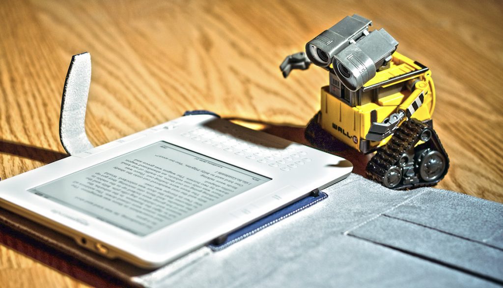 Wall E reading a book for machine learning