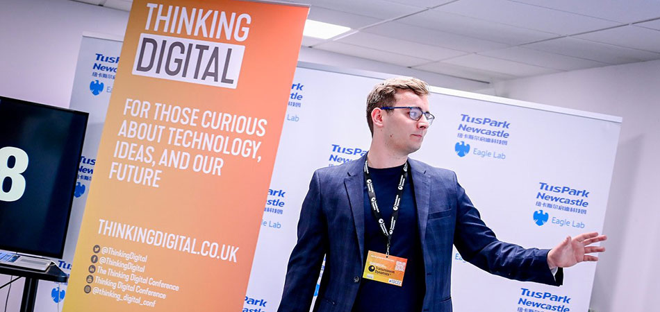 Owain Brennan Presenting at thinking digital conf 2022