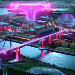Tees Valley generted by AI and SeerBI in a cyber punk style